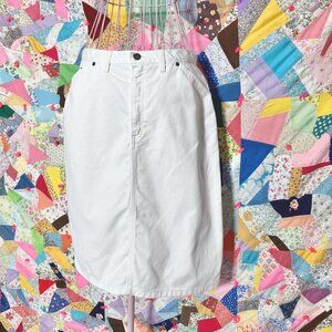 vintage 90s Y2K  midi skirt white denim minimal  | M-L | cotton Liz Claiborne
